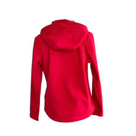 Double Diamond Womens Red Softshell Jacket S/C Polyester Spandex Blend With Hood - Picture 5 of 13